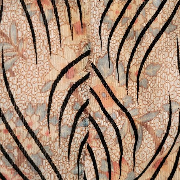 Traffic People Floral Shift Dress Cream Floral Black Stripes Large - Picture 13 of 13